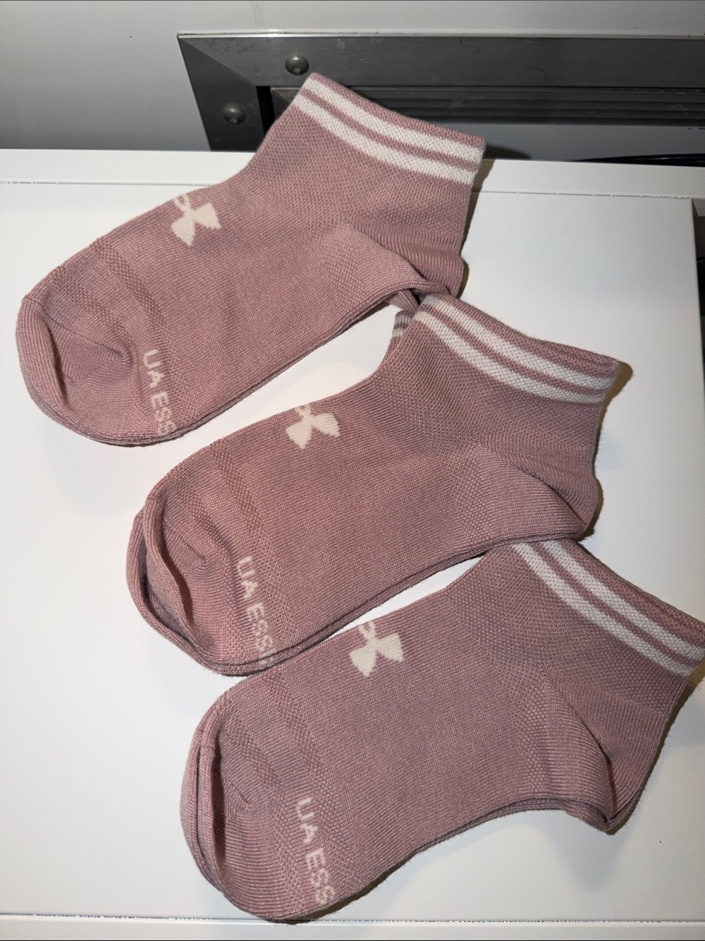 Under Armour Mauve Ankle Socks with White Stripes - Pack of 3